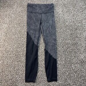 Lululemon Women's Size 4 Black White Dot Leggings Zipper Pocket Yoga Run